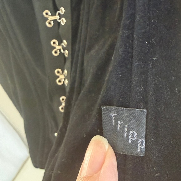 Tripp NYC 90s Y2K Black Lace Collared Corset Top Medium - Picture 6 of 16